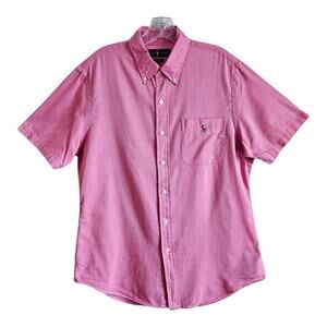 RALPH LAUREN Men's L Chambray Oxford Shirt Pink Buttondown Pony Logo Slim Fit 44